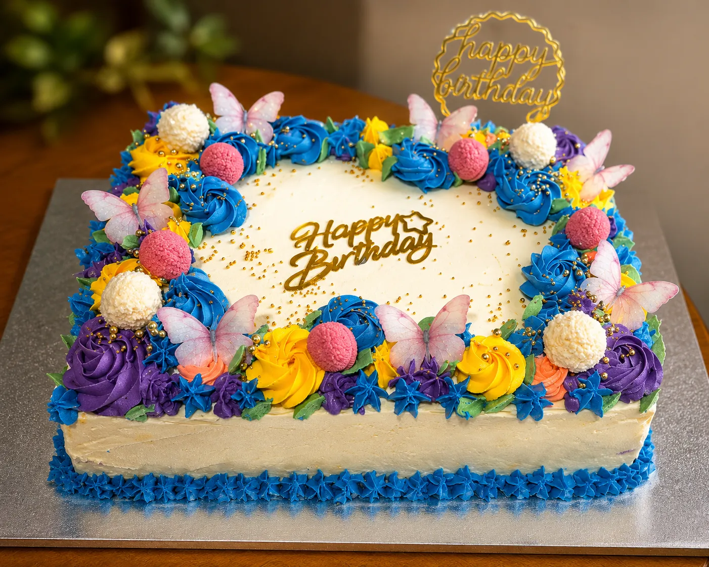 Decorated birthday celebration cake