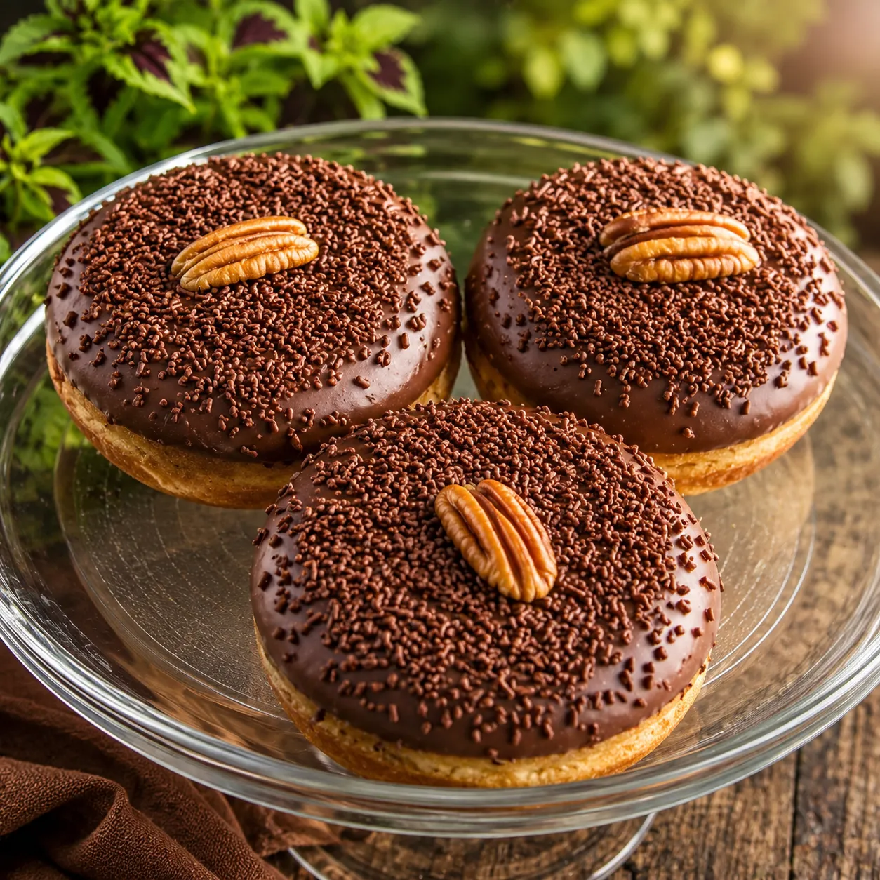 New York style chocolate pecan donuts